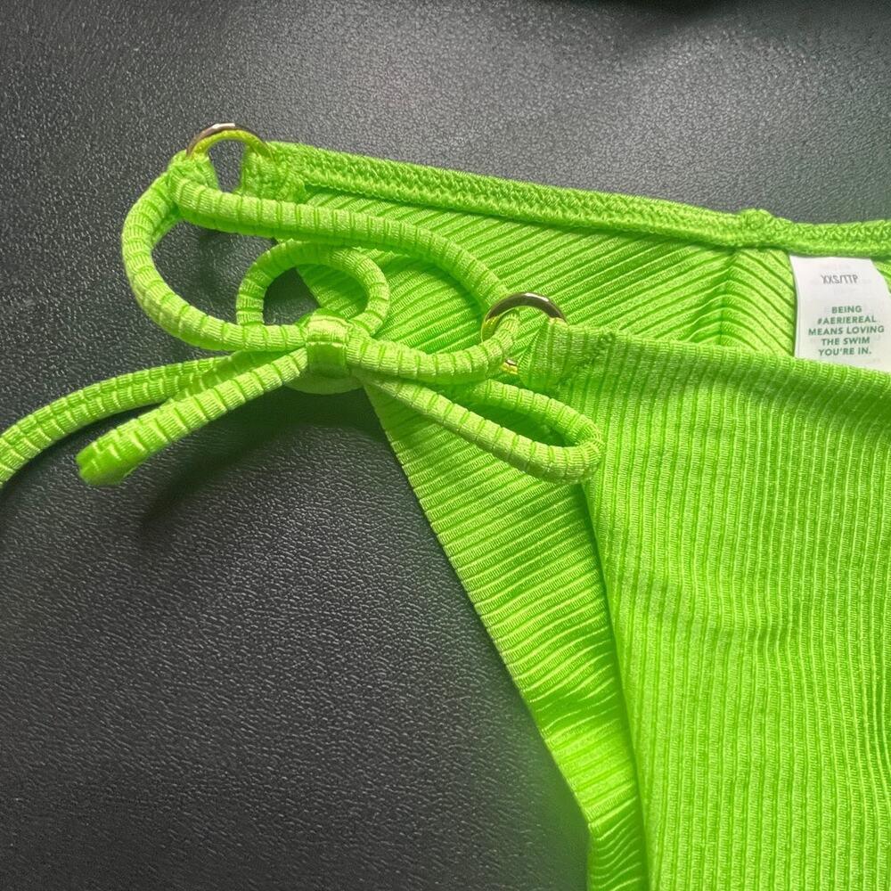 Aerie Lime Green Cheekiest RIbbed Bikini Bottoms Size XXS New - Picture 3 of 6